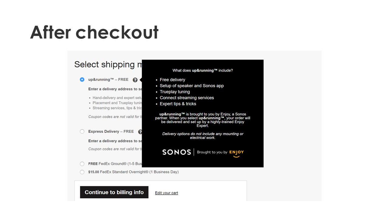 A screenshot of the checkout with the modal toggled.