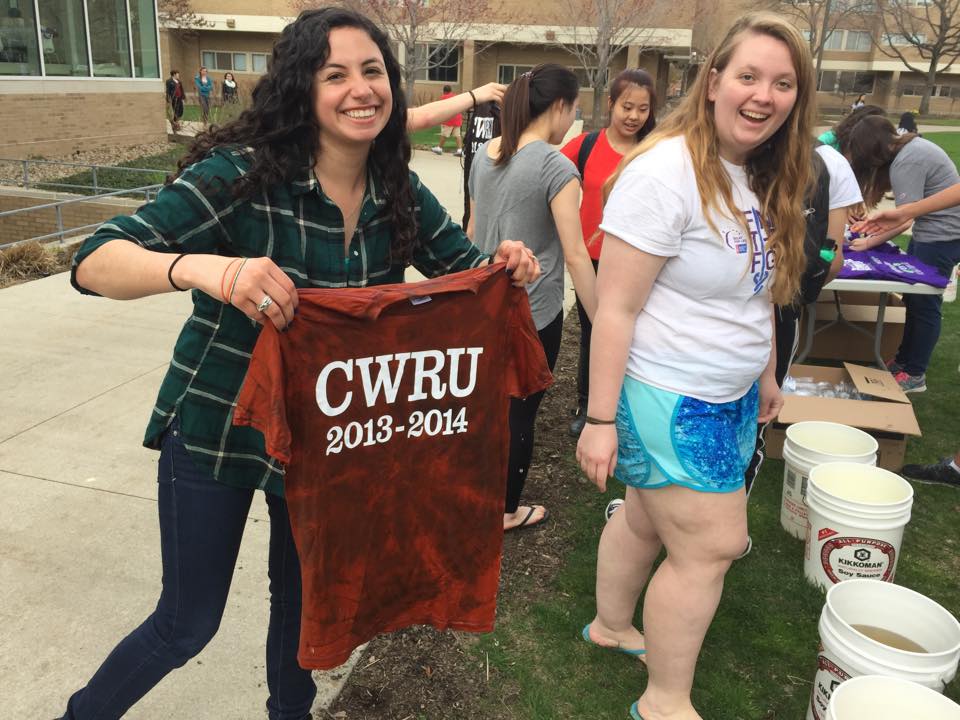 One of our events was bleaching old t-shirts - we set up camp across from the cafeteria 